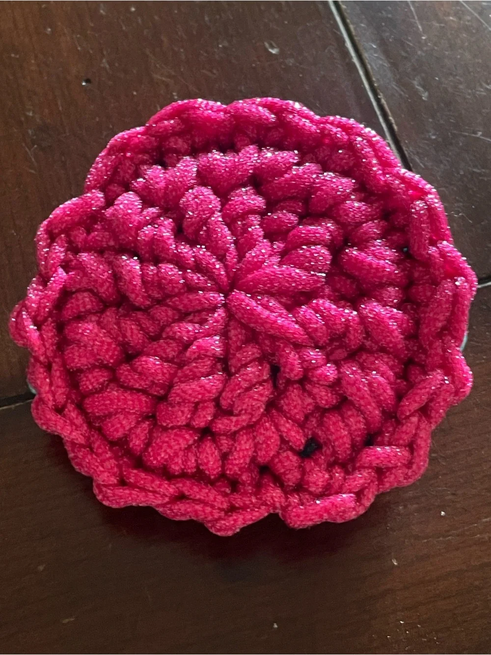 Handmade Crochet dish Scrubby - Teal and Hot Pink